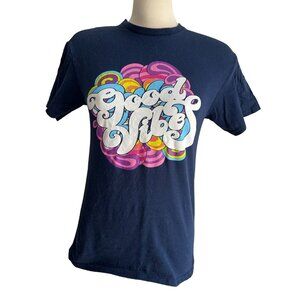 Delta Pro Weight Good Vibes Navy Blue Cotton TShirt Sz Small Womens